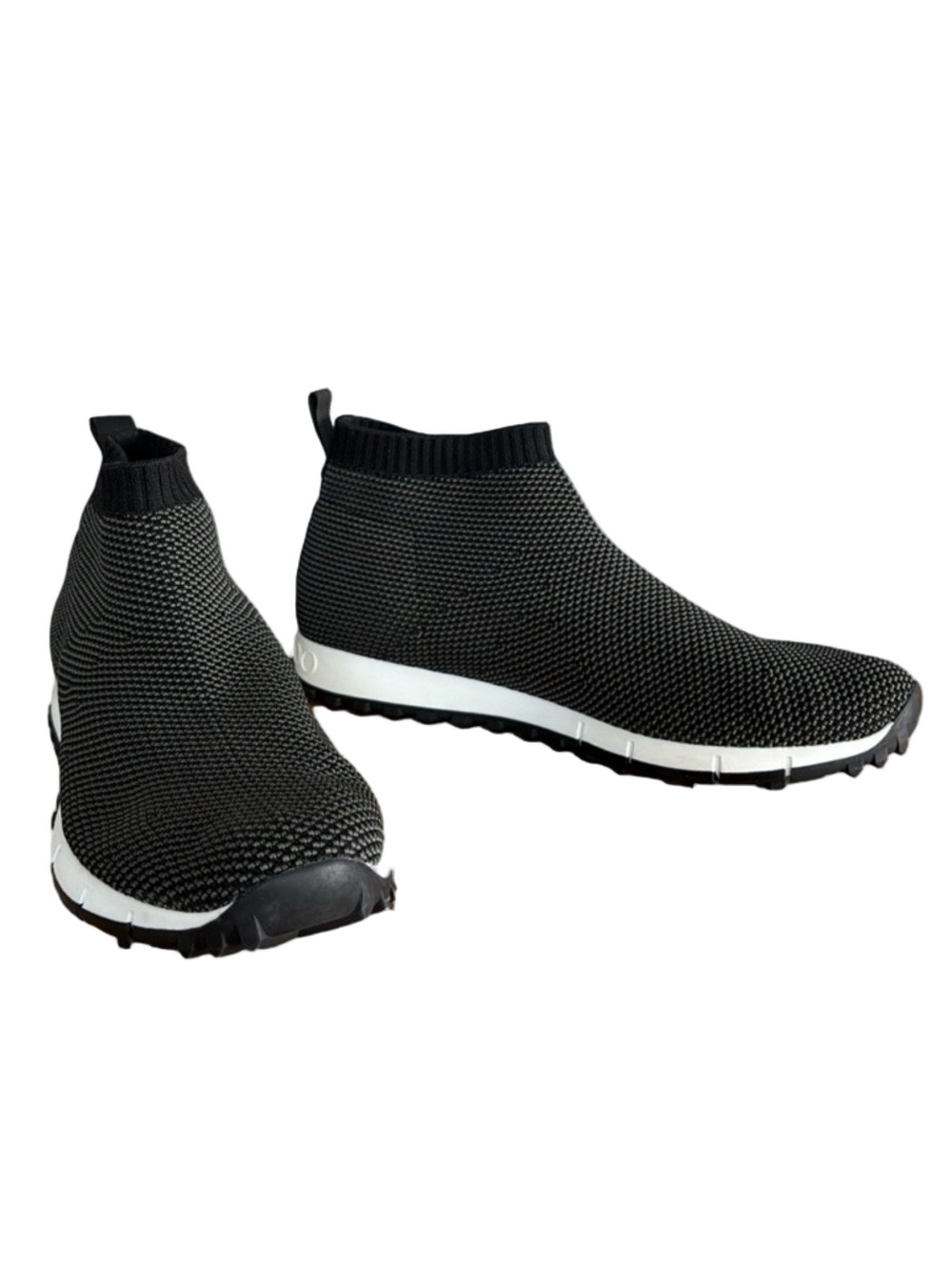 Jimmy Choo Men’s Norway FlyKnit Black Gray Slip-On Knit Sneakers size 42 US 9